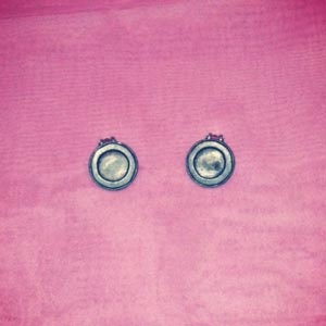 Bonnie's homemade pewter button clip-on earrings
