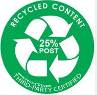 Look for labels like this for items that are made with recycled content (versus-co2.com)