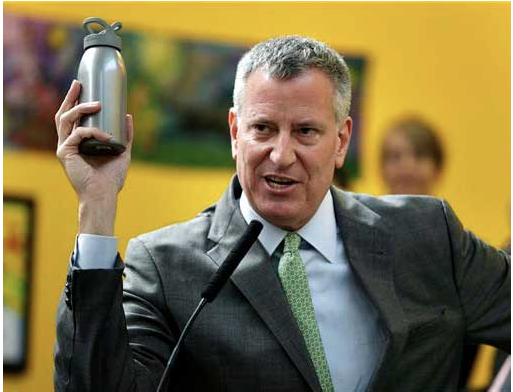 NYC Mayor Bill De Blasio reusable water bottle