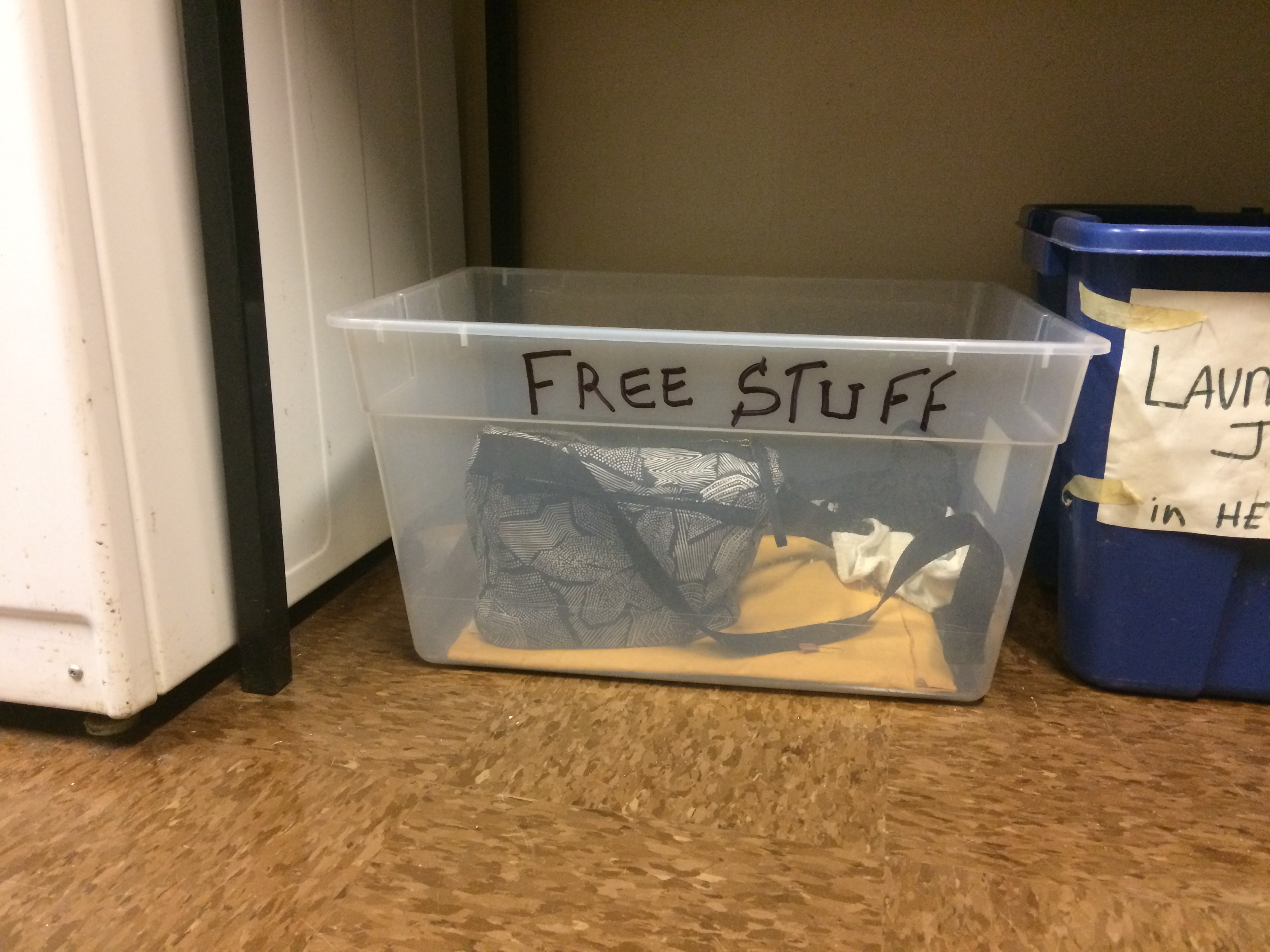 Free Stuff box promotes sustainability in my upper east Side NYC apartment buiding