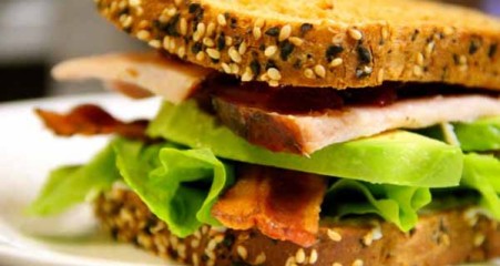 Turkey, bacon, lettuce and avocado sandwich.