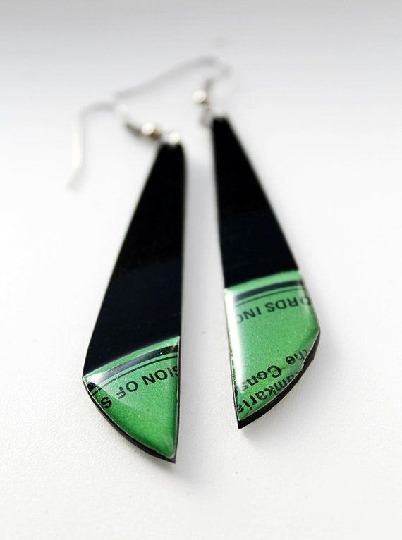 Earrings made from Melted Vinyl Record