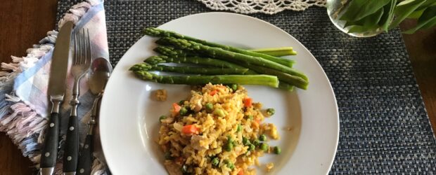 Chicken Fried Rice made from Leftover Roast Chicken